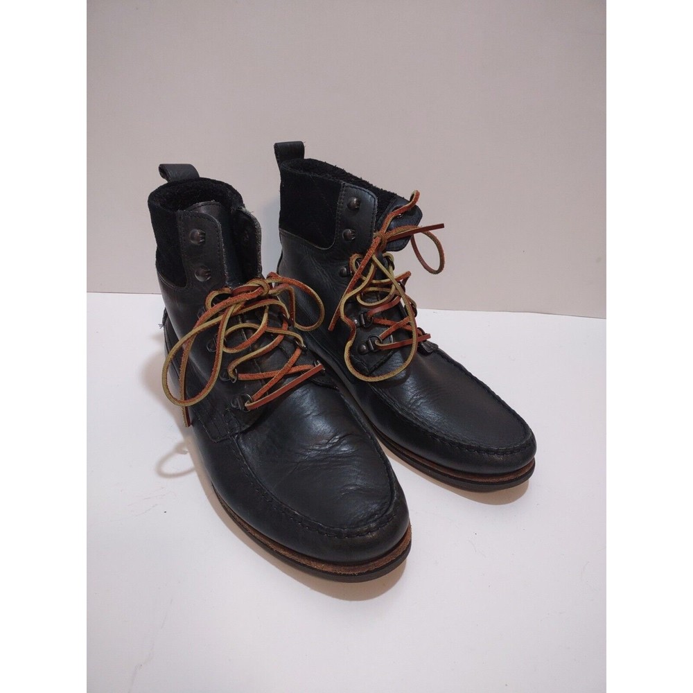 H By Hudson Men's 44 Black Leather Moc Toe Chukka Boots Portugal Made